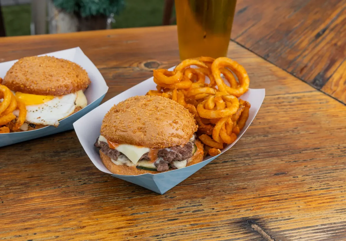 Pan Da Sal's burger and curly fries
